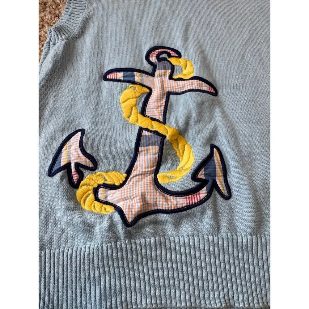 J. Khaki Boys Sweater Vest, Light blue with Anchor, size 6 boys/kids